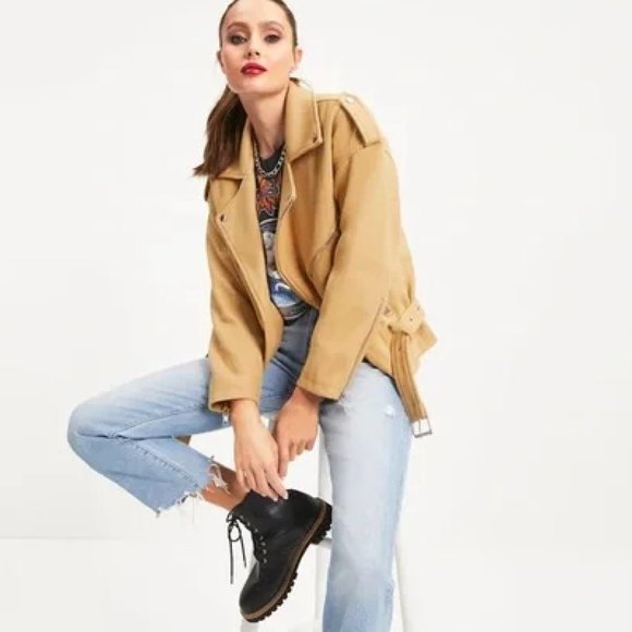 NWT Biker Jacket - CAMEL Sz Small - Picture 5 of 10